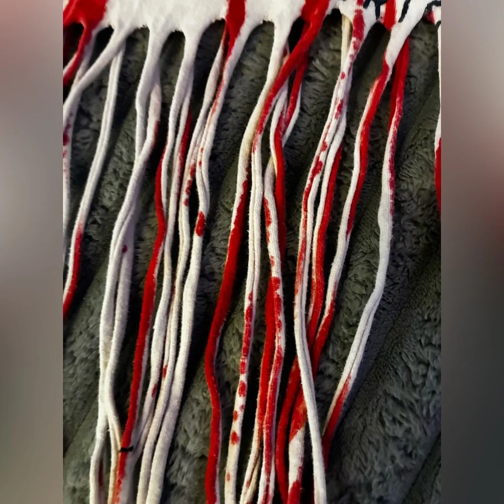 Affliction Red and Black Tie-Dye Fringe Top - Picture 3 of 8